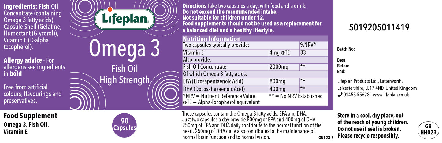 Super Hi-Strength Omega 3 Fish Oil 1000mg x 90 Capsules