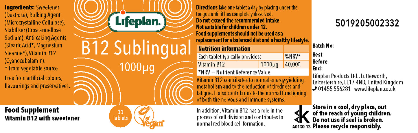 B12 Sublingual 30 Tablets