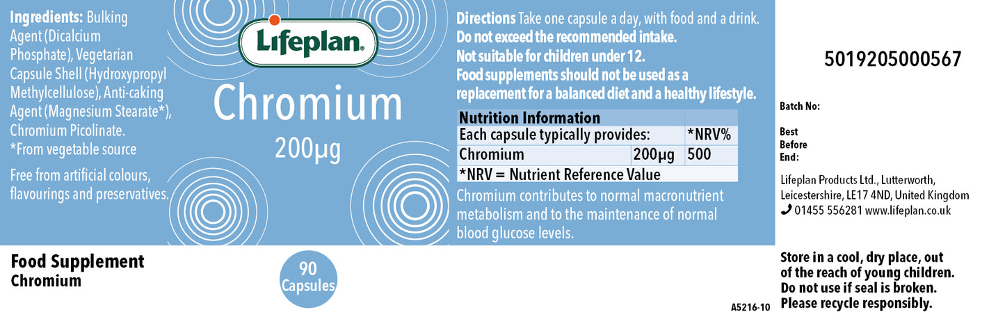 Chromium 200mcg 90 Capsules